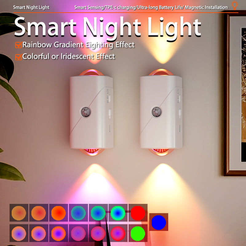 Motion Sensor Night Light,Motion Sensor Light Indoor,USB Type-C Charging,Magnetic Mount,Colorful neon Colors Change,Wall lamp,Battery Operated Wall Sconce for Bedroom,Bathroom