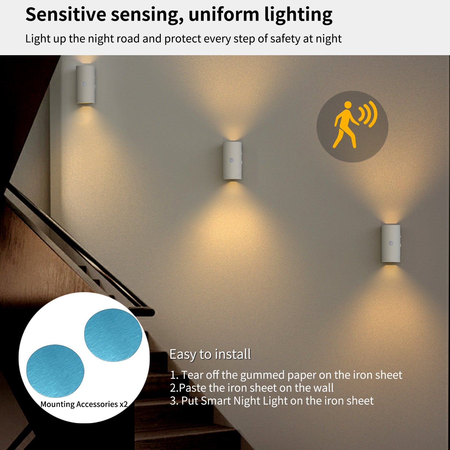 LED Wireless Wall Sconce with 7 Colors Changing, Motion Sensor Light Indoor,  Operated Wall Sconces for Bedroom Bedside Hallway Courtyard Doorway (White)