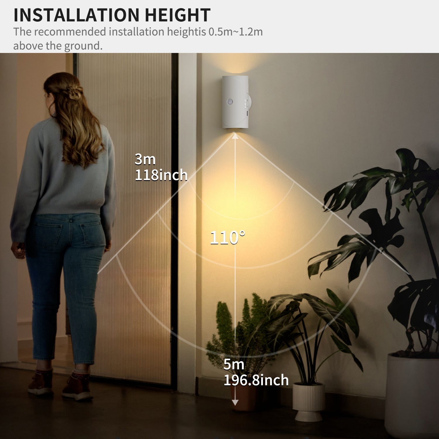 LED Wireless Wall Sconce with 7 Colors Changing, Motion Sensor Light Indoor,  Operated Wall Sconces for Bedroom Bedside Hallway Courtyard Doorway (White)