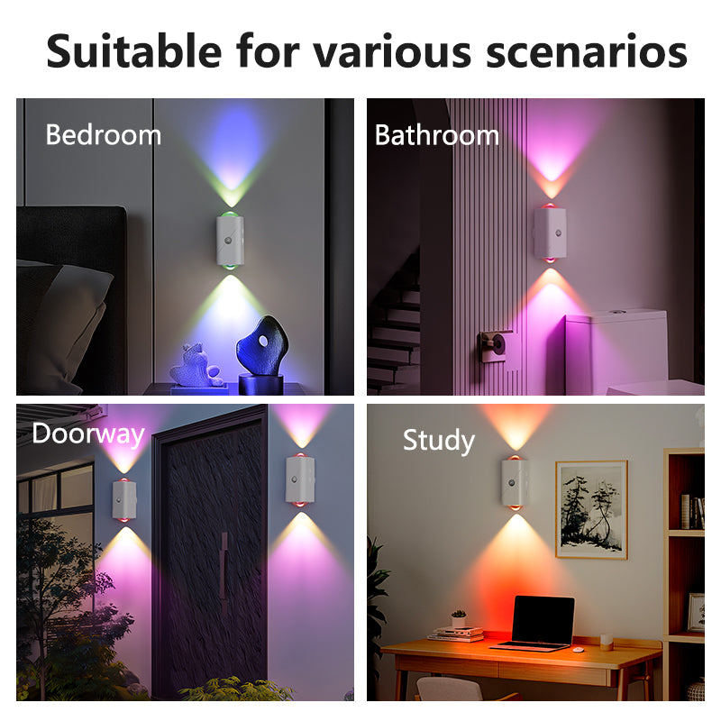 Motion Sensor Night Light,Motion Sensor Light Indoor,USB Type-C Charging,Magnetic Mount,Colorful neon Colors Change,Wall lamp,Battery Operated Wall Sconce for Bedroom,Bathroom