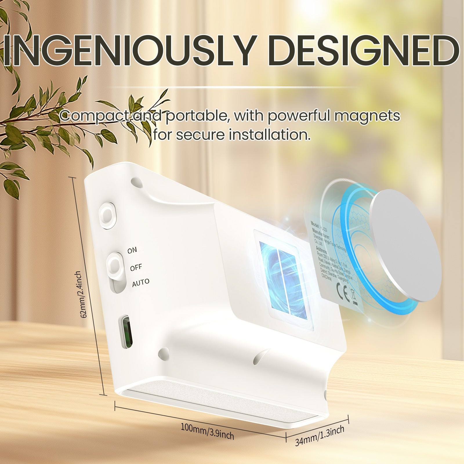 Rechargeable Battery Night Light ,1500 mah , Adjustable Brightness for Bathroom, Bedroom, Kitchen, Cabinet, Stairs, Hallway
