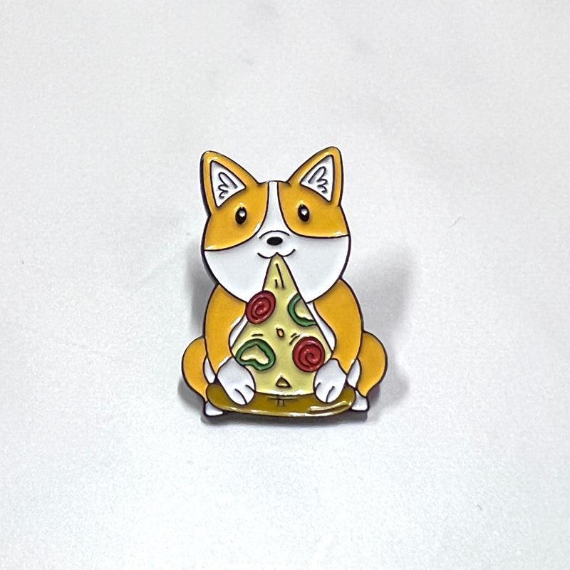 Corgi Enamel Pin Eating Pizza – Cute Gift for Dog Lovers