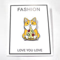Corgi Enamel Pin Eating Pizza – Cute Gift for Dog Lovers