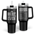Best Husband Ever Gifts, Husbands Tumbler with Handle 40oz Stainless Steel Insulated with Straw Lid, Gifts for Hubby from Wife, Presents for Husband Valentines Day Birthday Christmas Wedding Anniversary