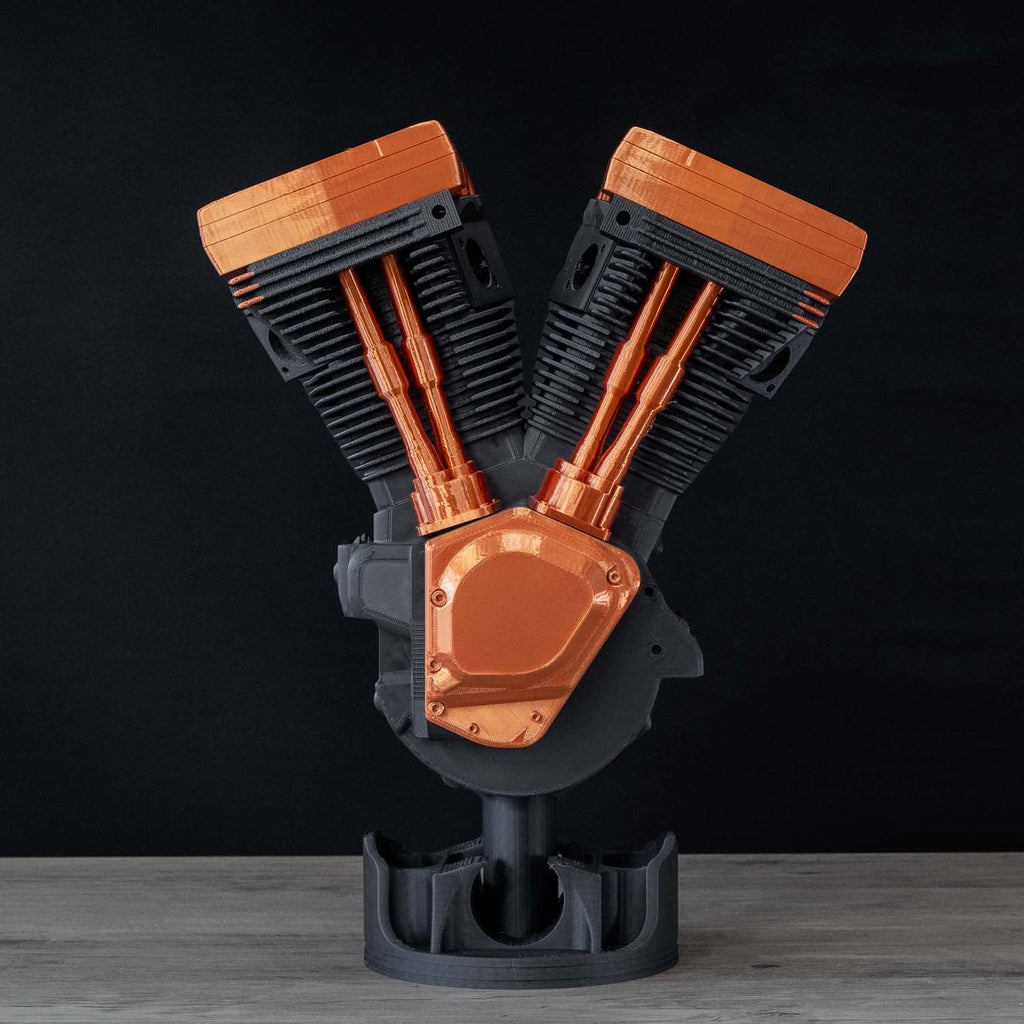 V-Twin Engine Display | Black and Copper