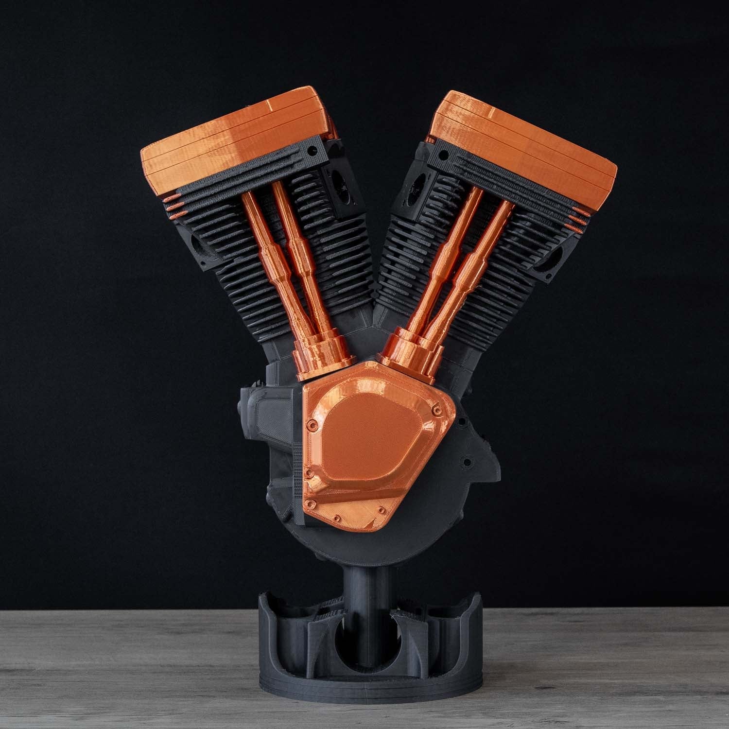 V-Twin Engine Display | Black and Copper