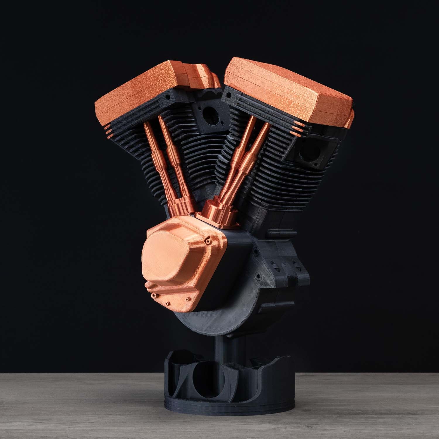 V-Twin Engine Display | Black and Copper