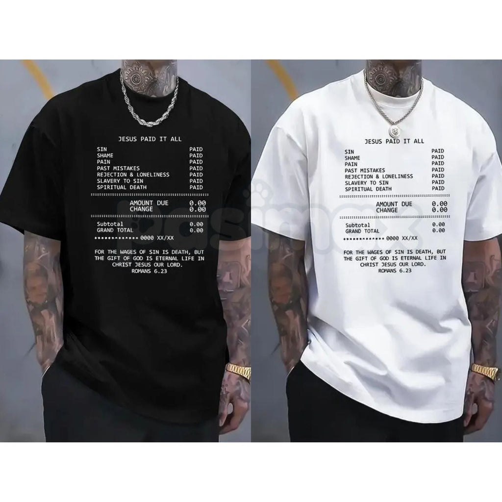 Minimalist "JESUS PAID IT ALL" Graphic Tee – Clean Aesthetic Christian Apparel, Premium 100% Cotton Faith-Based Top, Sleek Modern Gospel Message Shirt, Made in USA