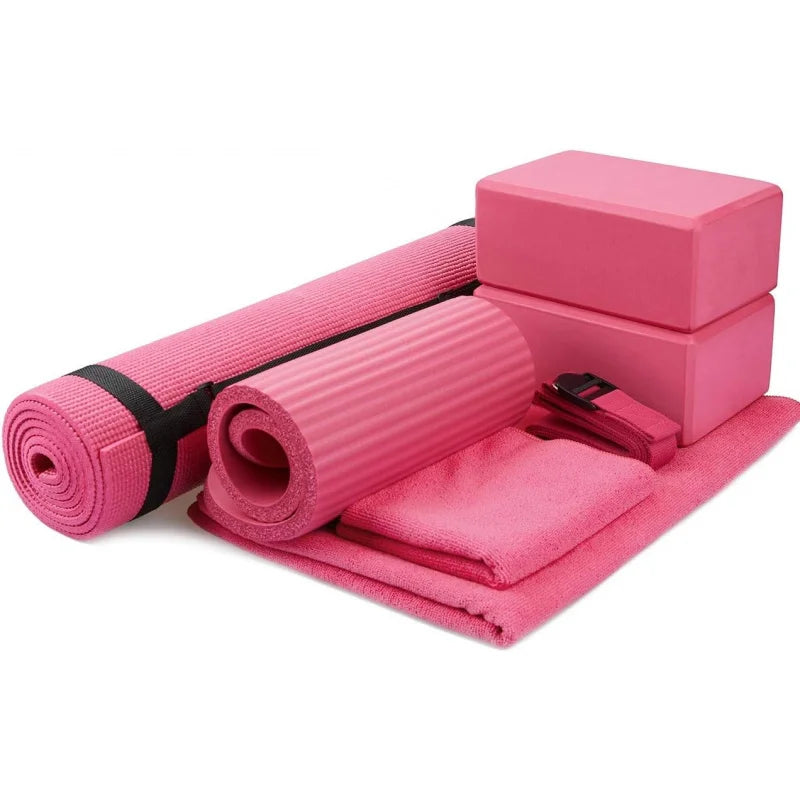 Yoga Set with Carrying Strap Blocks Towel and Hand & Knee Support