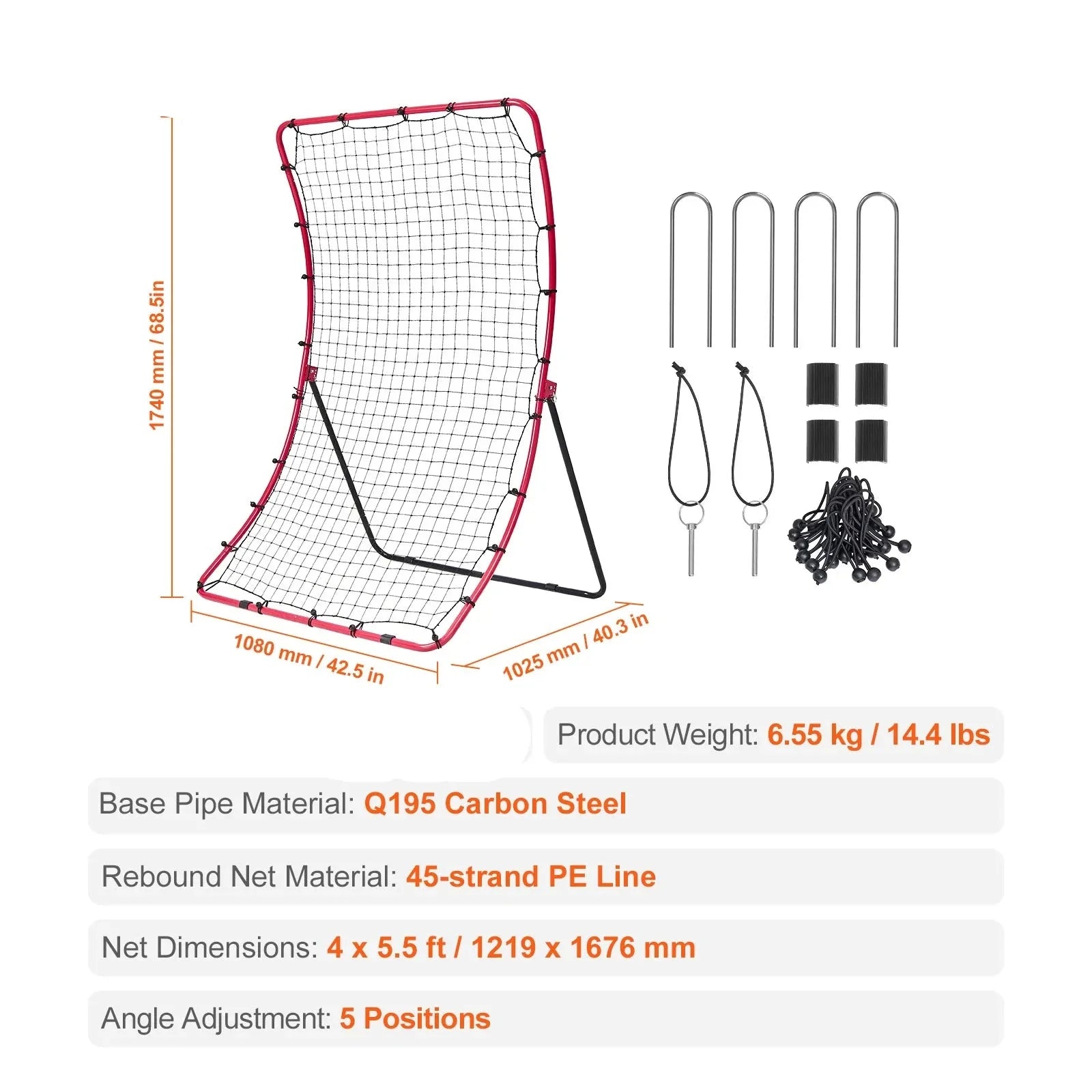 4x5.5ft Baseball & Softball Rebounder Net  Perfect Your Pitch & Fielding