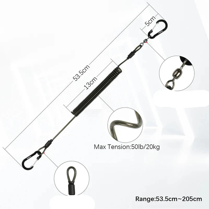 2 Meter Elastic Fishing Rod Strap with Metal Buckle