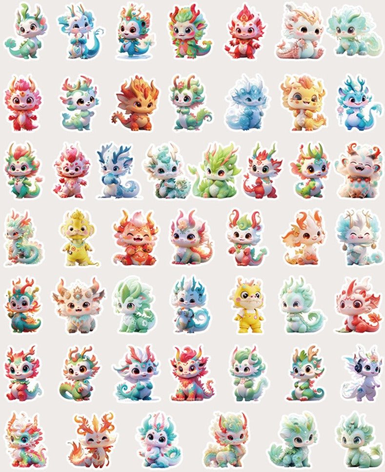 Fantasy Dragon Sticker Pack – 60 Waterproof Mythical Designs