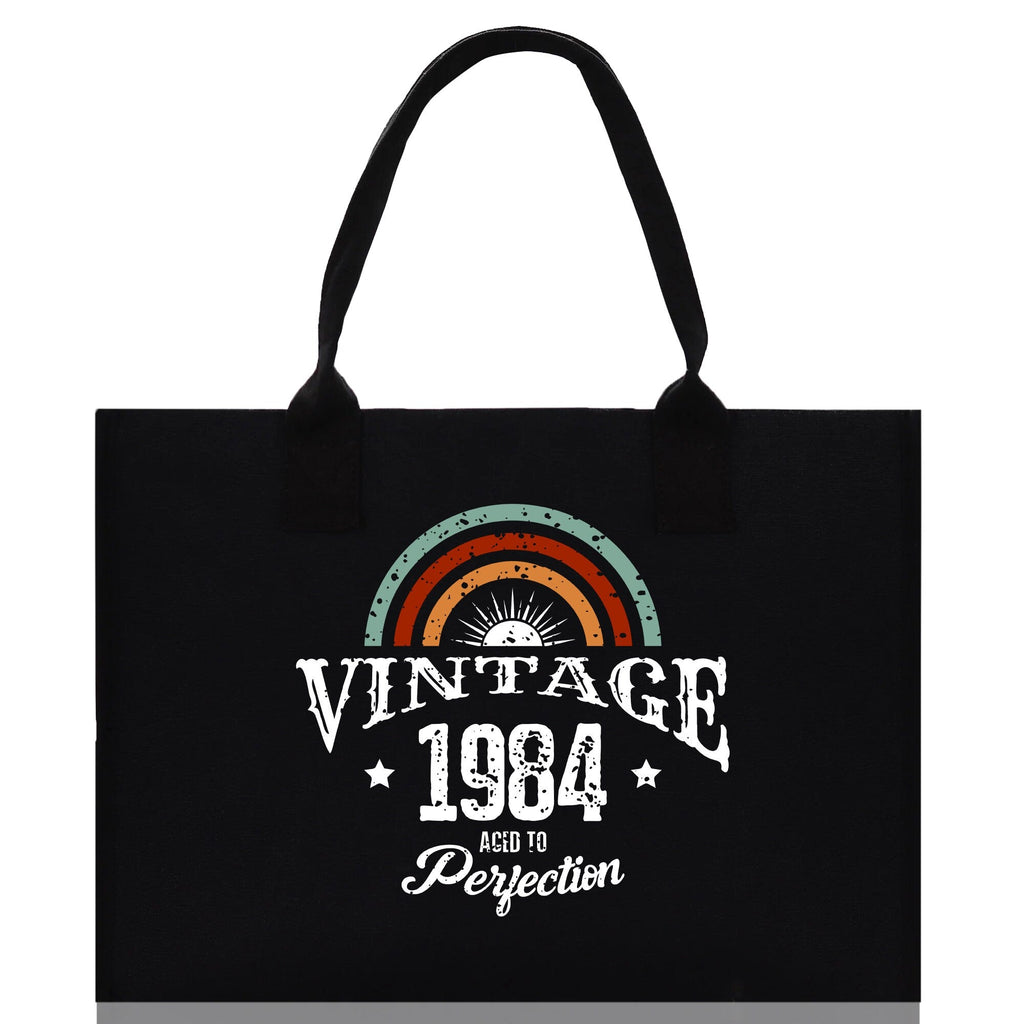 Vintage 1984 Aged To Perfection 40 Age Birthday Cotton Canvas Tote Bag 60th Birthday Gift For Women 40th Birthday Celebration Party Gift