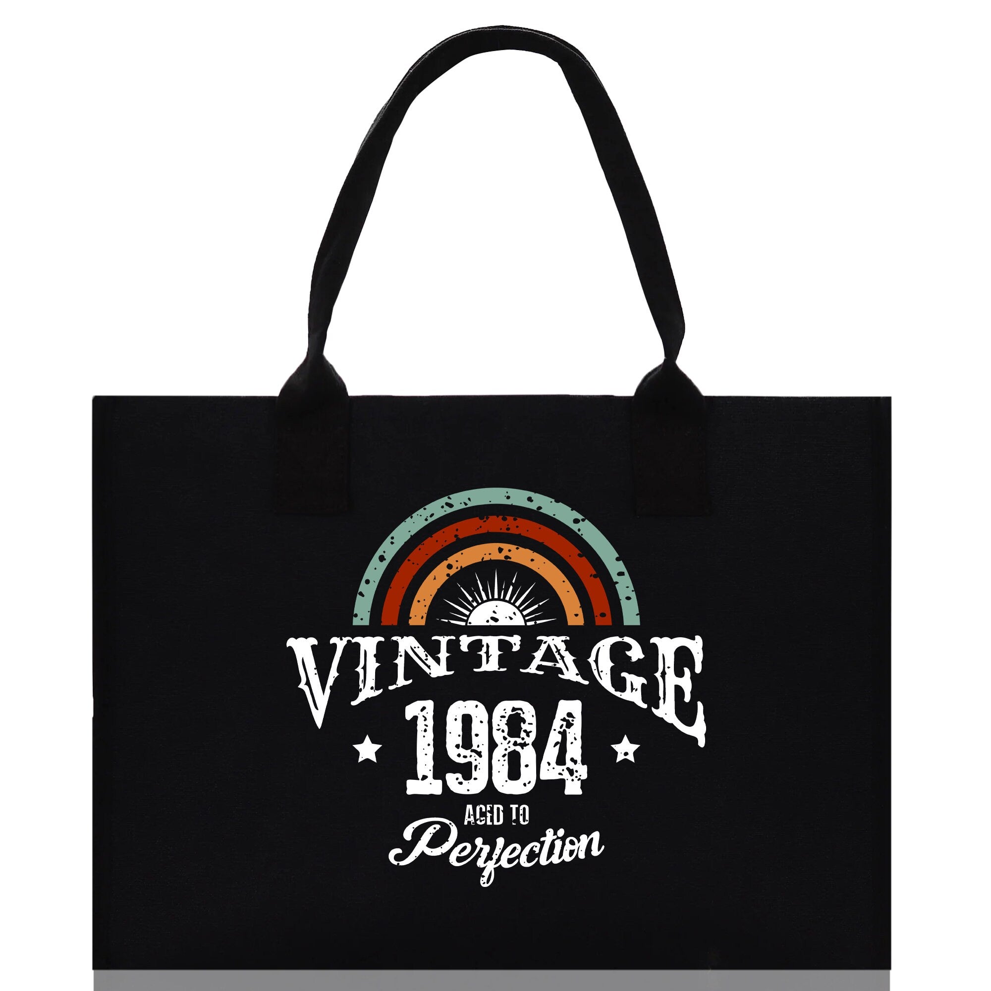 Vintage 1984 Aged To Perfection 40 Age Birthday Cotton Canvas Tote Bag 60th Birthday Gift For Women 40th Birthday Celebration Party Gift