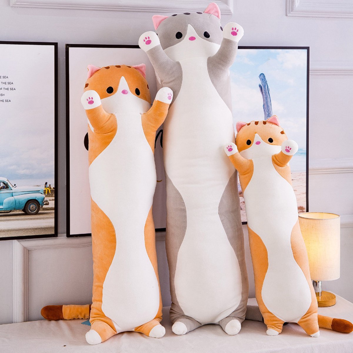 Long Cat Plush Pillow – 26" Soft Cuddly Gift for Kids