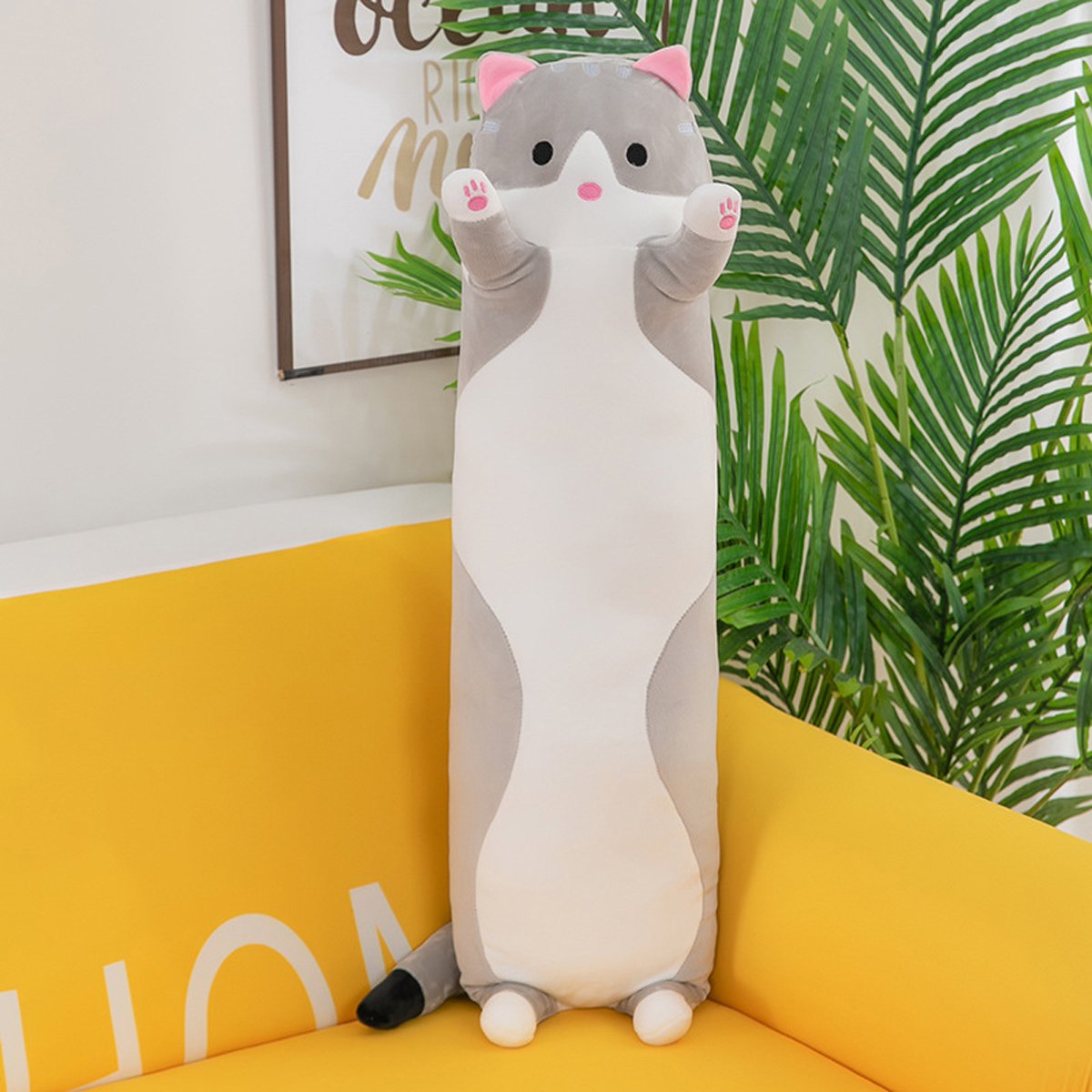 Long Cat Plush Pillow – 26" Soft Cuddly Gift for Kids