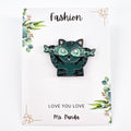 Cat with Fish Enamel Pin – Silly Cat Expression for Fun Outfits